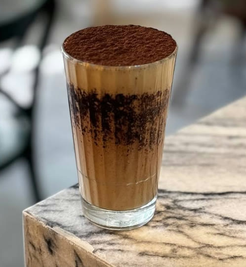 Frappuccino dusted with cocoa