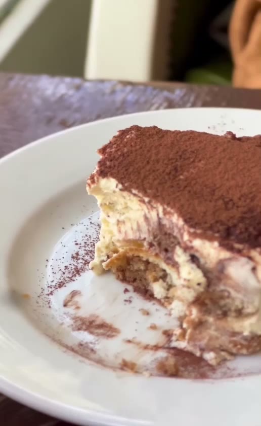 Rag Rug's house-made tiramisu — layers of cream and biscuit dusted with cocoa